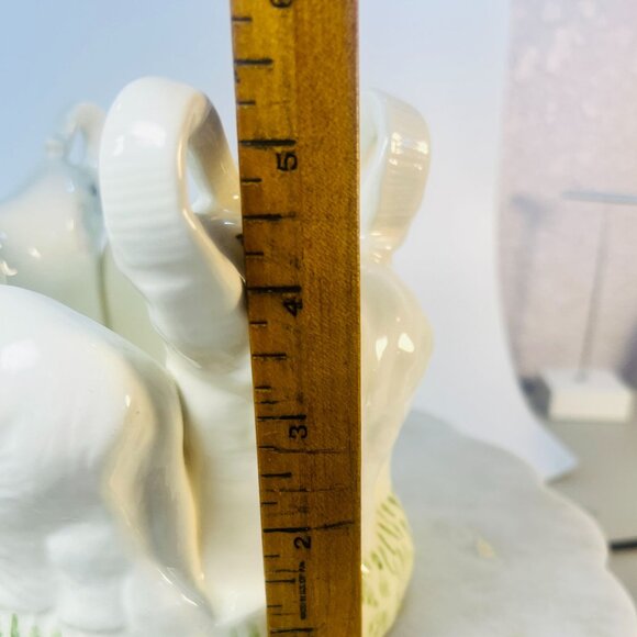 Elephant Trunk up Parade of 6 Ceramic Planter Bowl Container Artison signed Gift - Picture 6 of 7